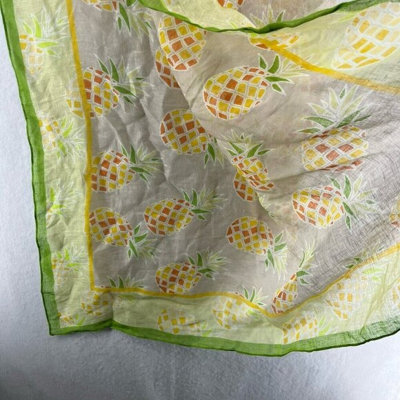 Chico's Square Scarf OS Yellow Penny Pineapple Scarves Oblong Multifunctional - Picture 9 of 11